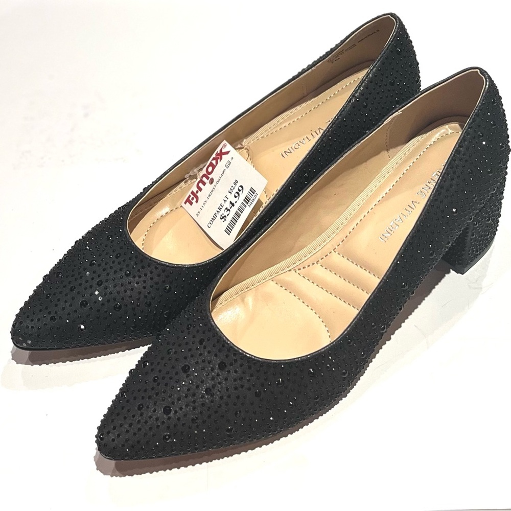 Adrienne Vittadini Black Beaded Heels Size 7